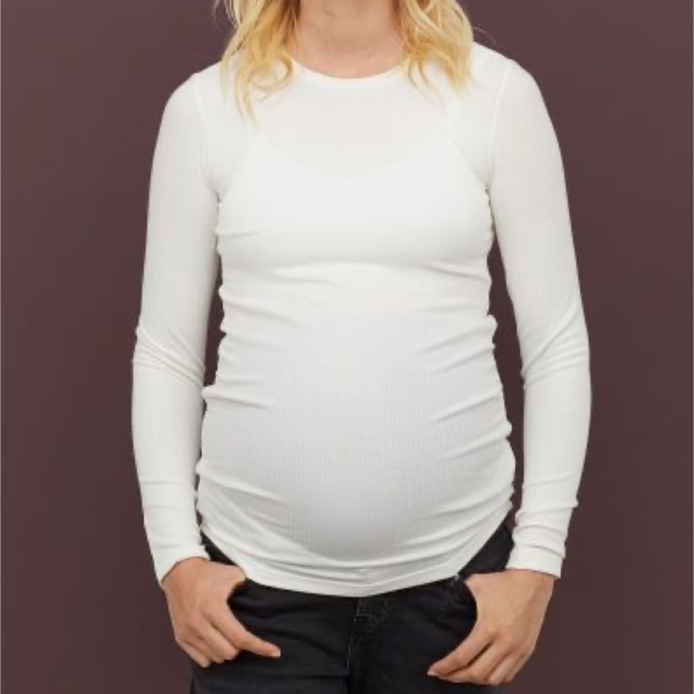 H&M MAMA Ribbed Crewneck Long Sleeve Tee - Large